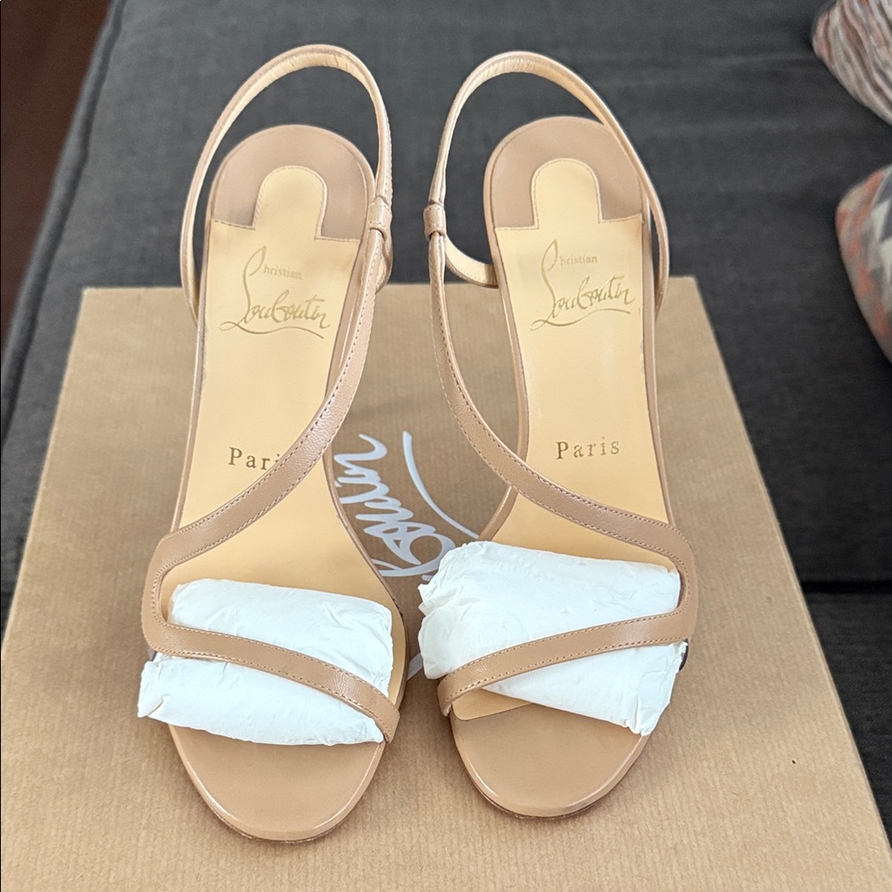 Christian Louboutin Nude Strappy Heels, worn 2 times